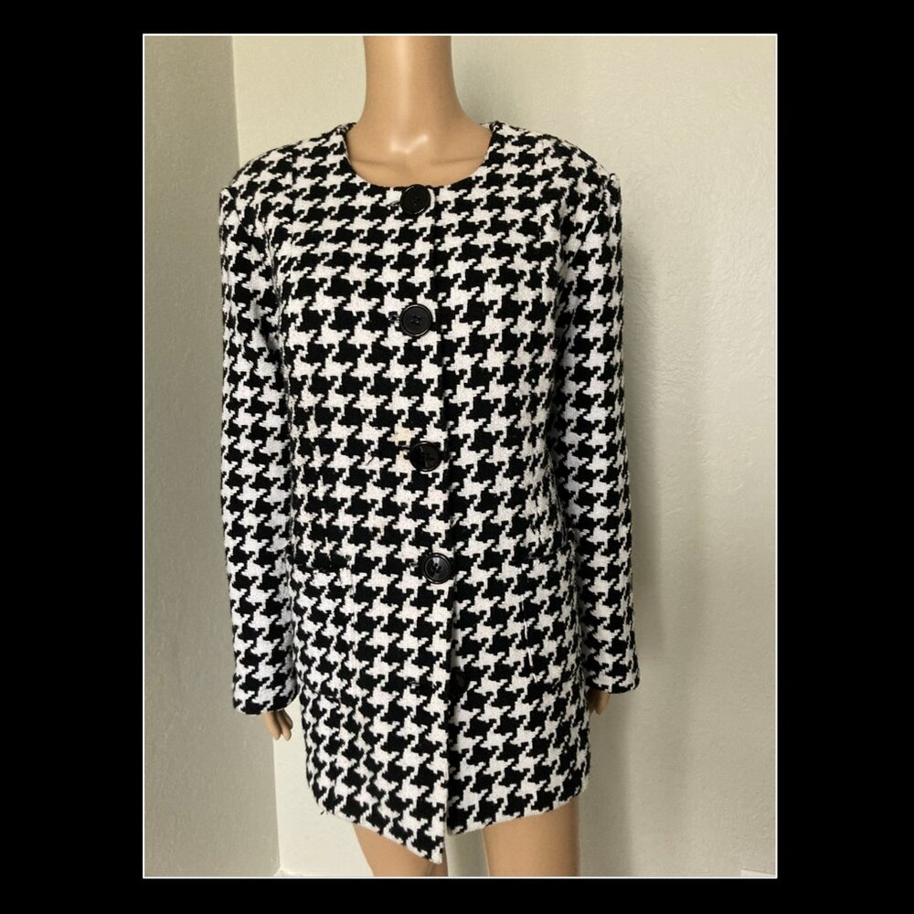 Wear Abouts Black & White Houndstooth Coat Extra Large XL